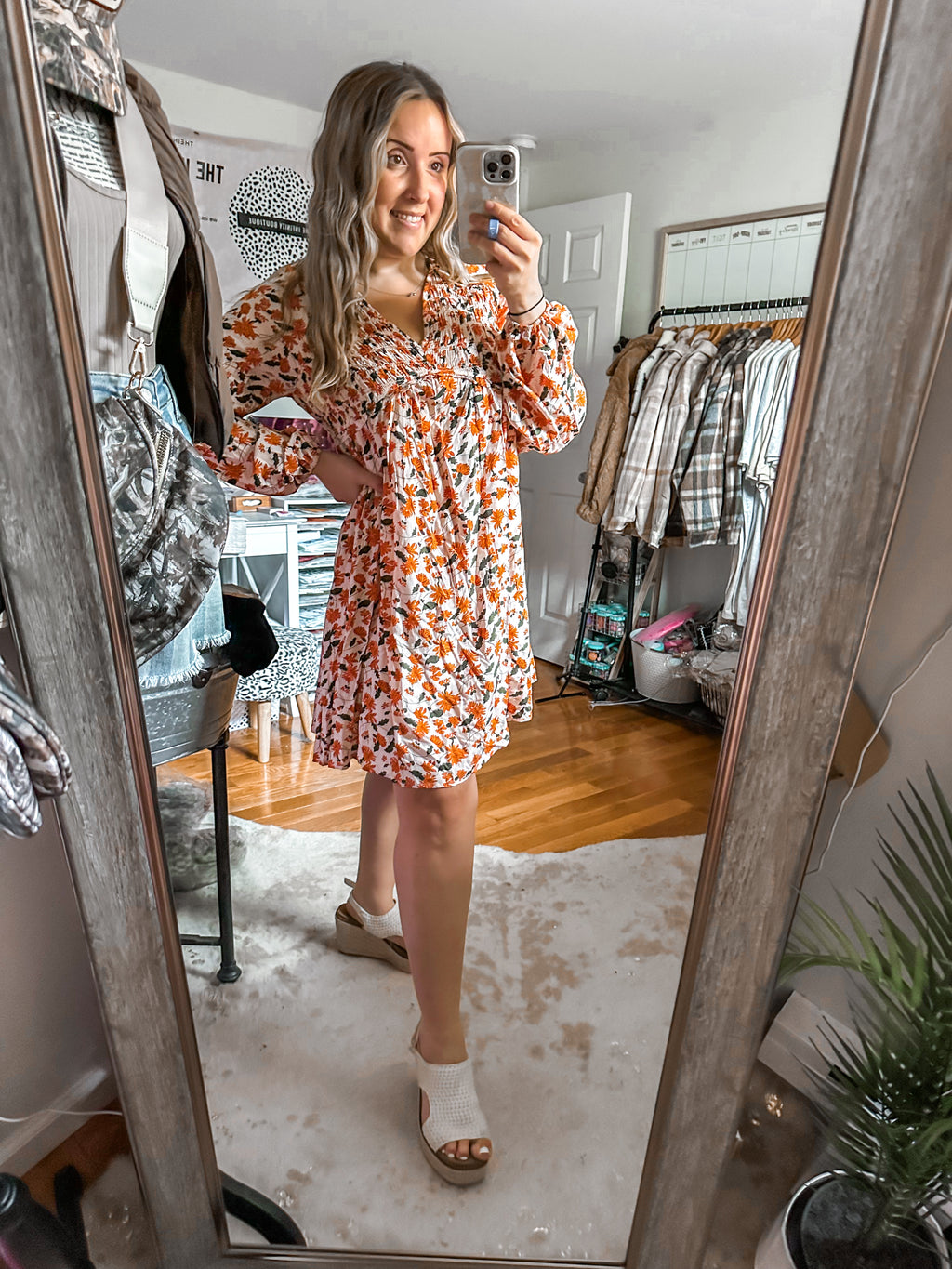 The Harvest Cutie Smocked Babydoll Floral Dress