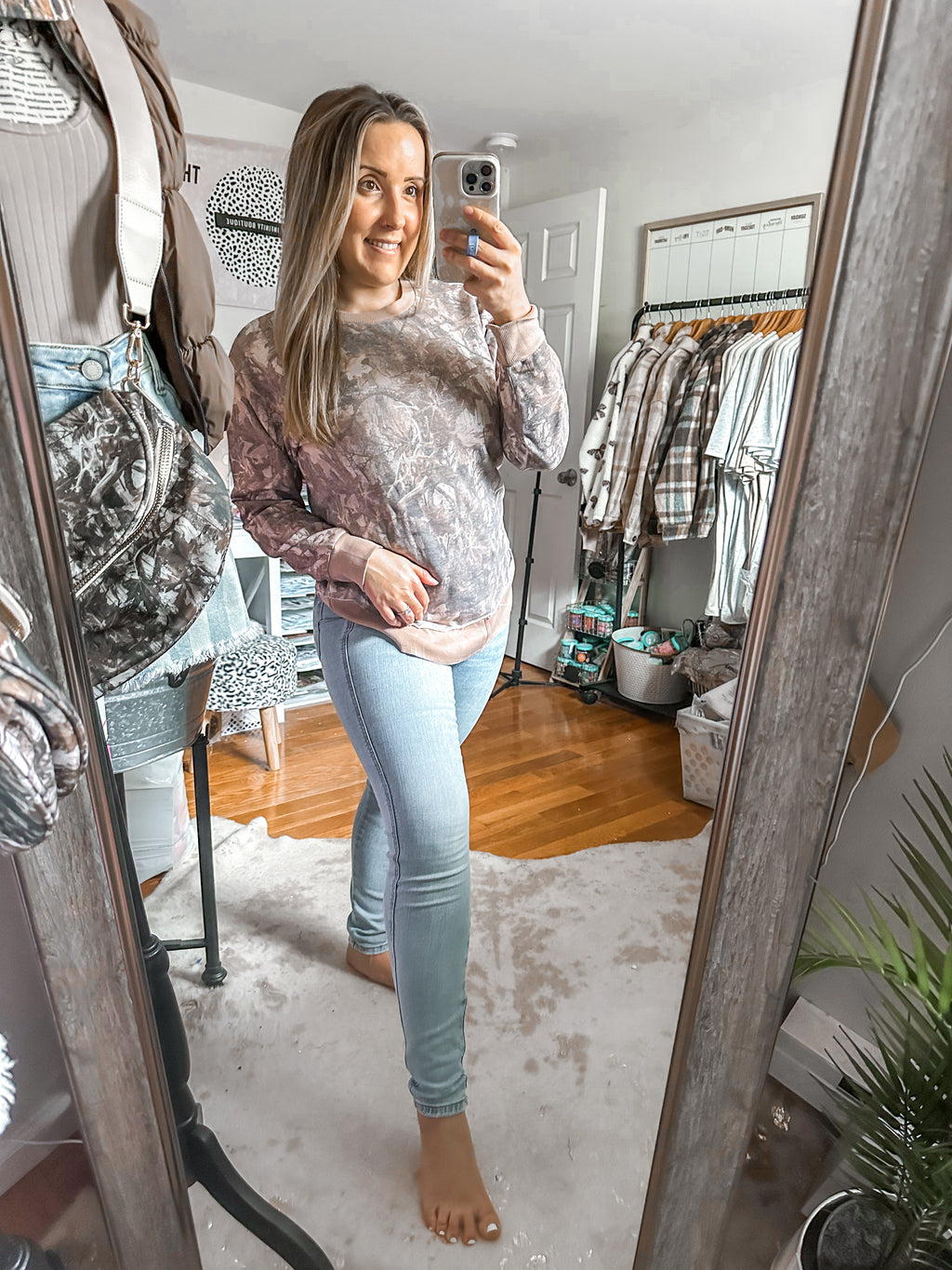 The Layla Everyday Curve Dark Camo Pullover