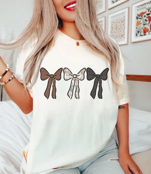 Camo Bows Tan Unisex Cotton T-Shirt