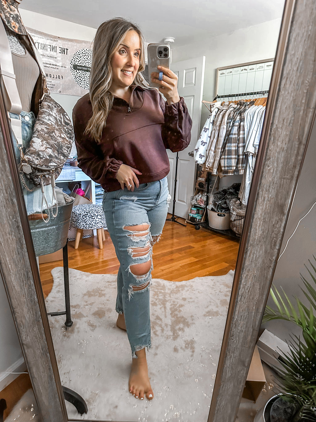 The Bristol Chocolate Scuba Quarter Zip Sweatshirt
