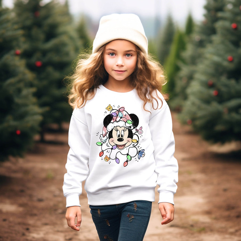 Minie Lights White TODDLER/YOUTH White Sweatshirt