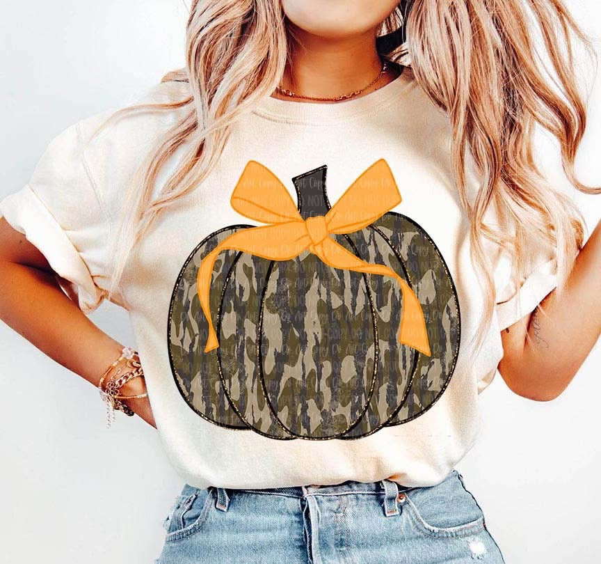 Camo Pumpkin Tan Cotton T-Shirt
