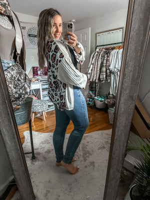 The Moxie Leopard Oversized Patchwork Zip Up Hooded Sweatshirt