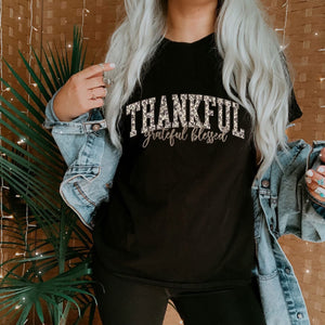 Thankful Camo Black Unisex Cotton T-Shirt