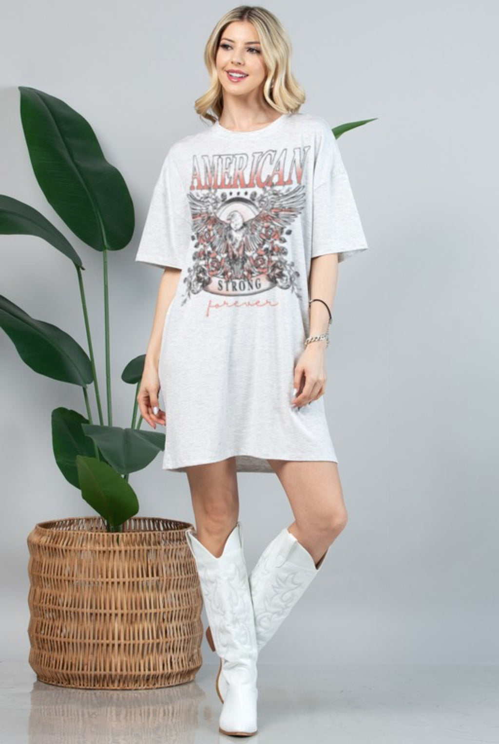 American Strong Grey T Shirt Dress