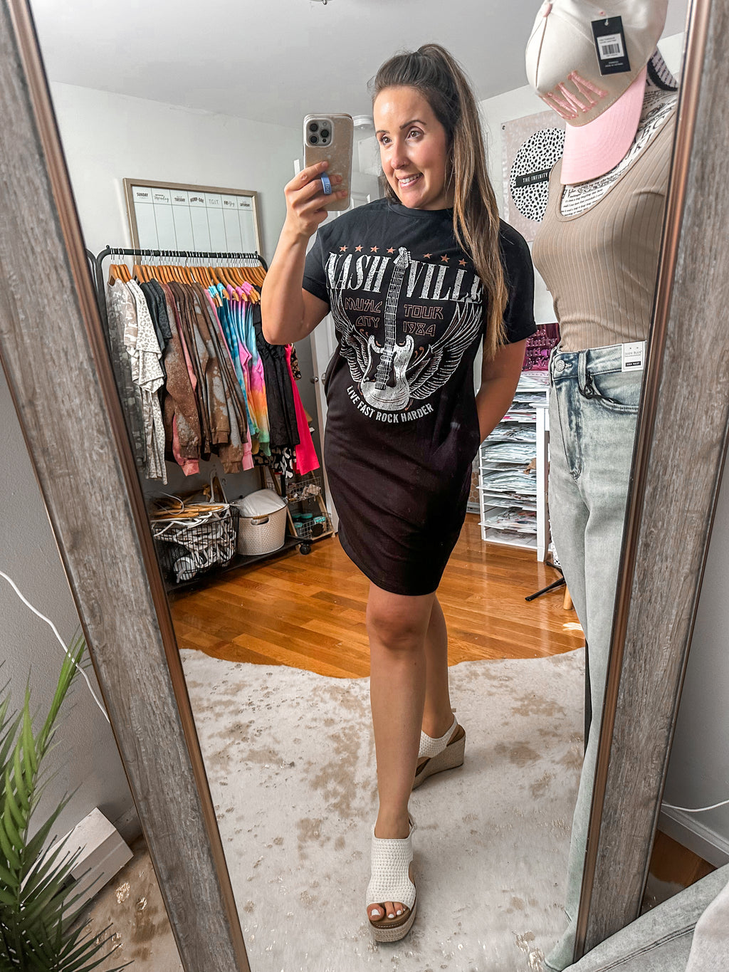 Nashville Music City Black T Shirt Dress