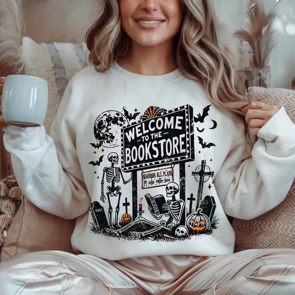 Welcome To The Bookstore White Unisex Sweatshirt