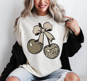 Camo Cherries Tan Unisex Cotton T-Shirt