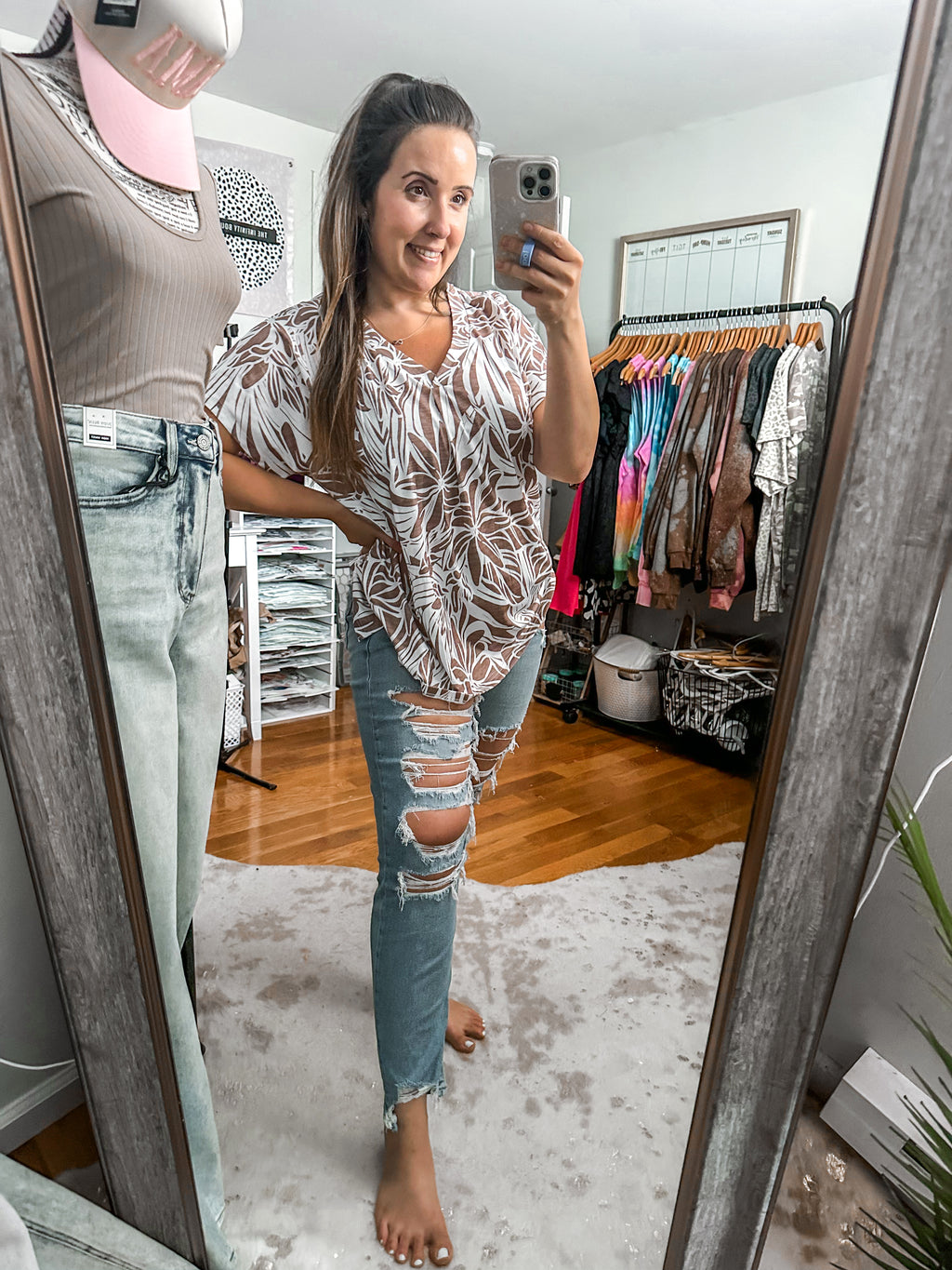 The Calla Boho Floral V Neck Blouse