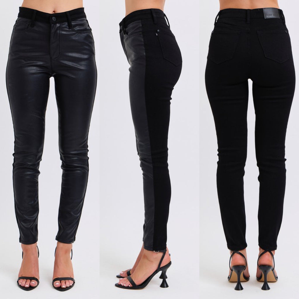 SuperNova High Rise Faux Leather Skinny Judy Blue Denim