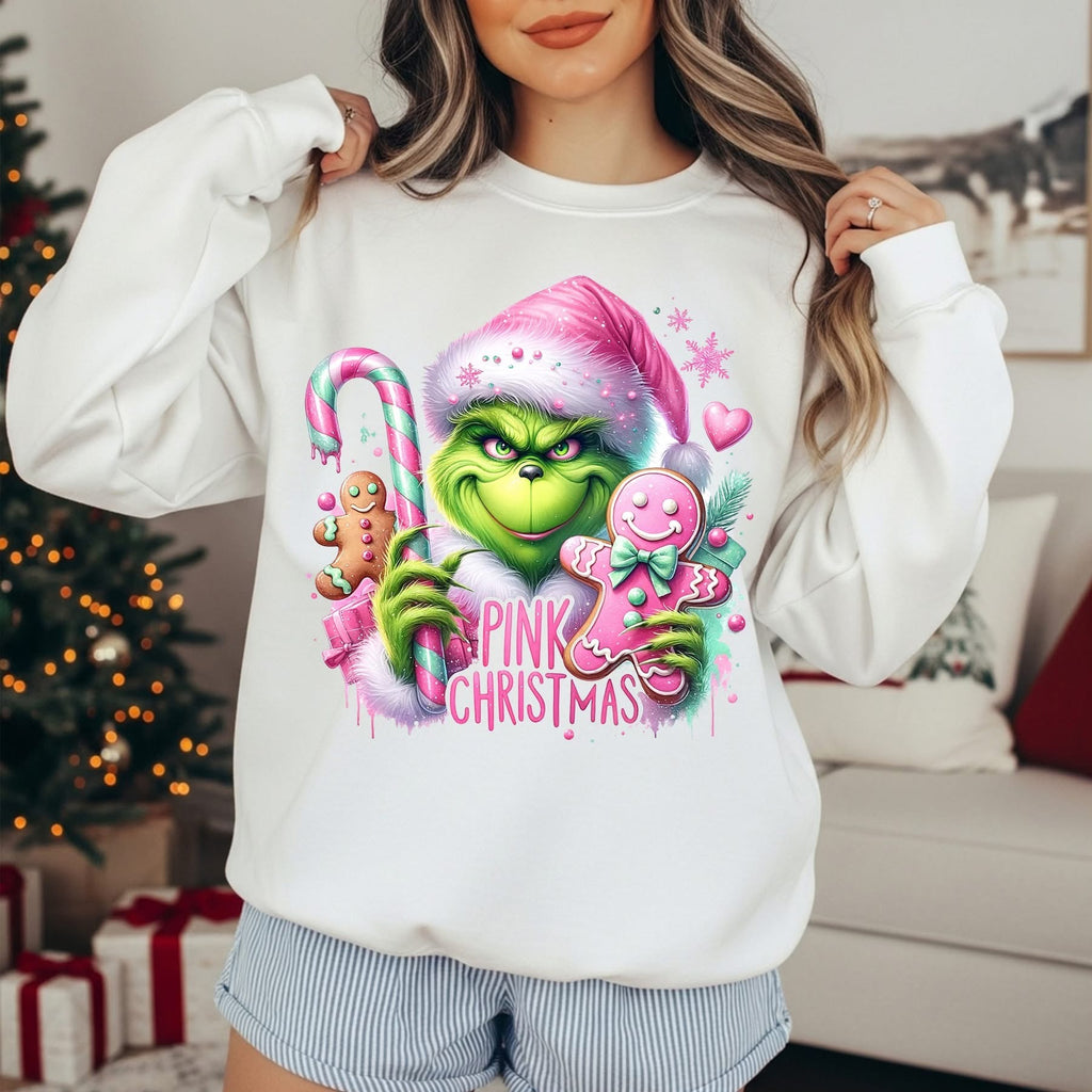 Pink Christmas White Unisex Sweatshirt