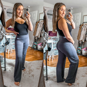 The Butter Basics Charcoal Casual Yoga Pants W/ Pockets