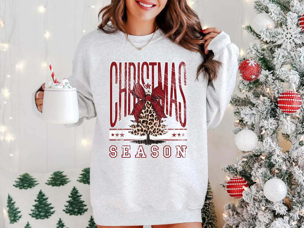 Christmas Season Leopard Tree Gray Unisex Sweatshirt