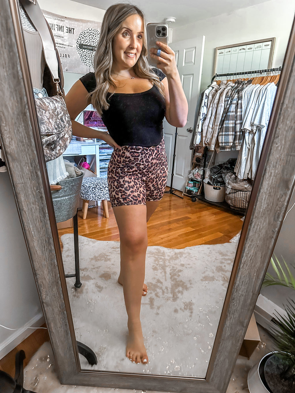 The Darby Leopard Crossover Biker Shorts