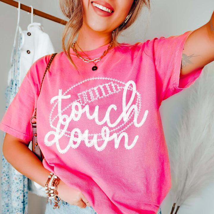 Touch Down Neon Pink Unisex Cotton T-Shirt