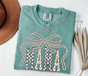 Mama Bow Seafoam Cotton T-Shirt