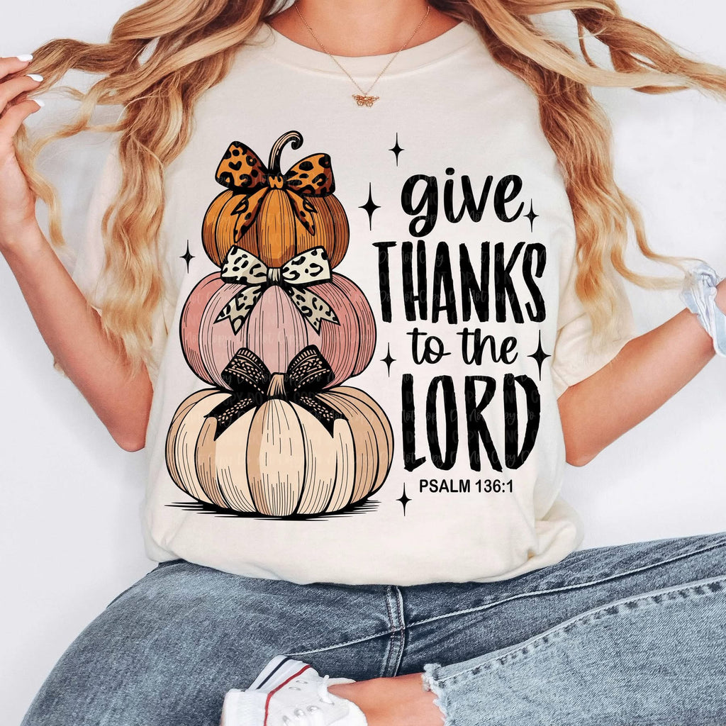 Give Thanks To The Lord Tan Cotton T-Shirt