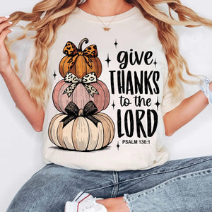 Give Thanks To The Lord Tan Cotton T-Shirt