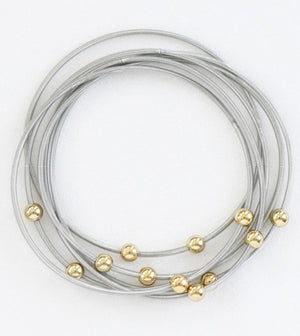The Arlet Silver Stretchy Guitar String Bracelet Stack