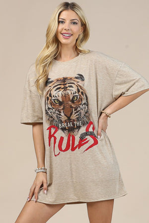 Break The Rules Tiger Brown T Shirt Dress