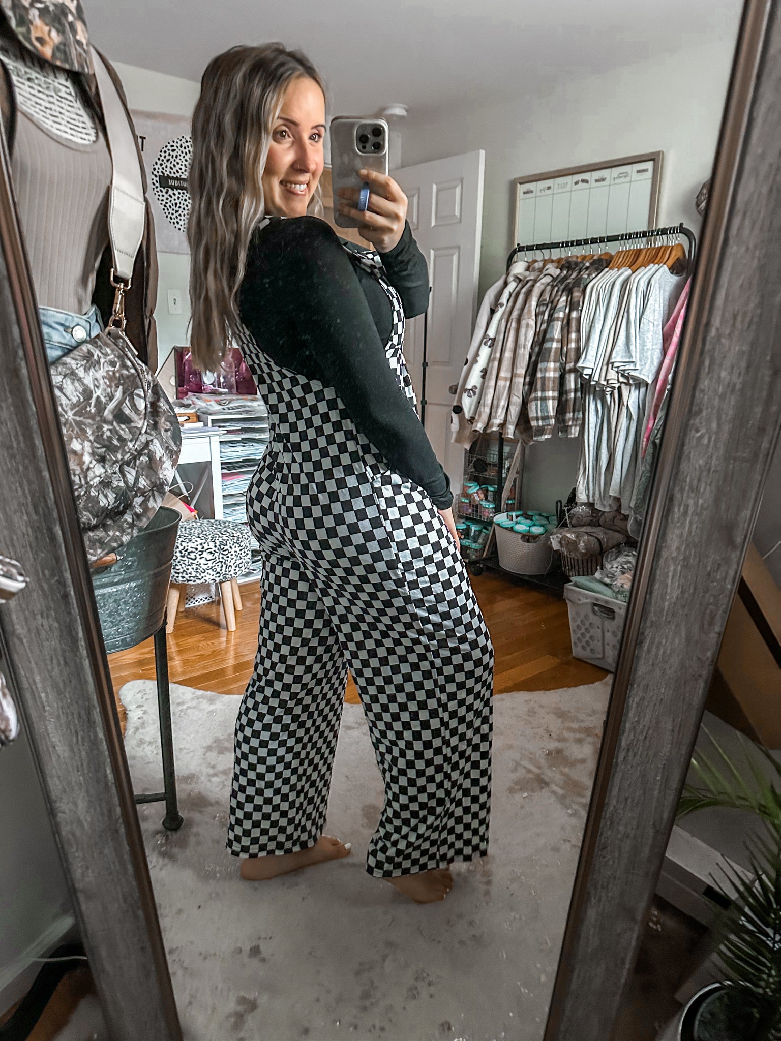 Vacation Escape Black Plaid Wide Leg Jumpsuit