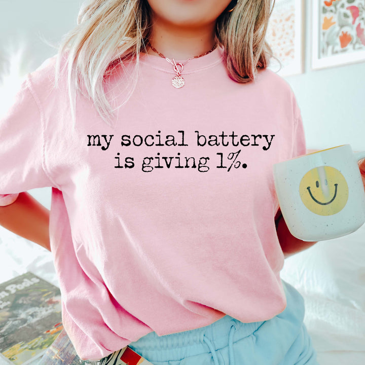 My Social Battery Light Pink Unisex Cotton T-Shirt