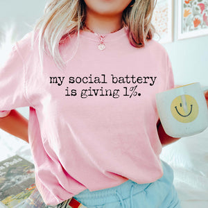 My Social Battery Light Pink Unisex Cotton T-Shirt