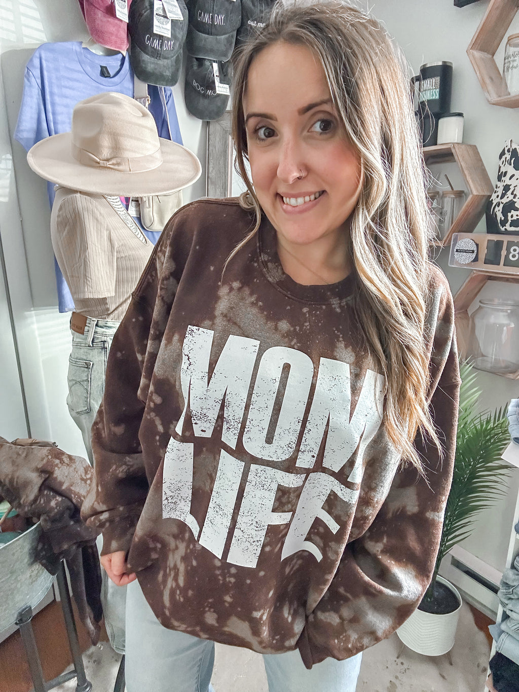 MOM LIFE 3X ACID WASH UNISEX SWEATSHIRT
