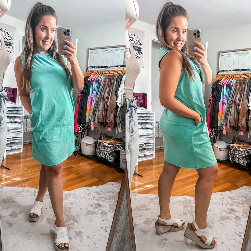 Cooler Days Mint Mineral Wash Mini Dress
