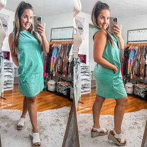 Cooler Days Mint Mineral Wash Mini Dress