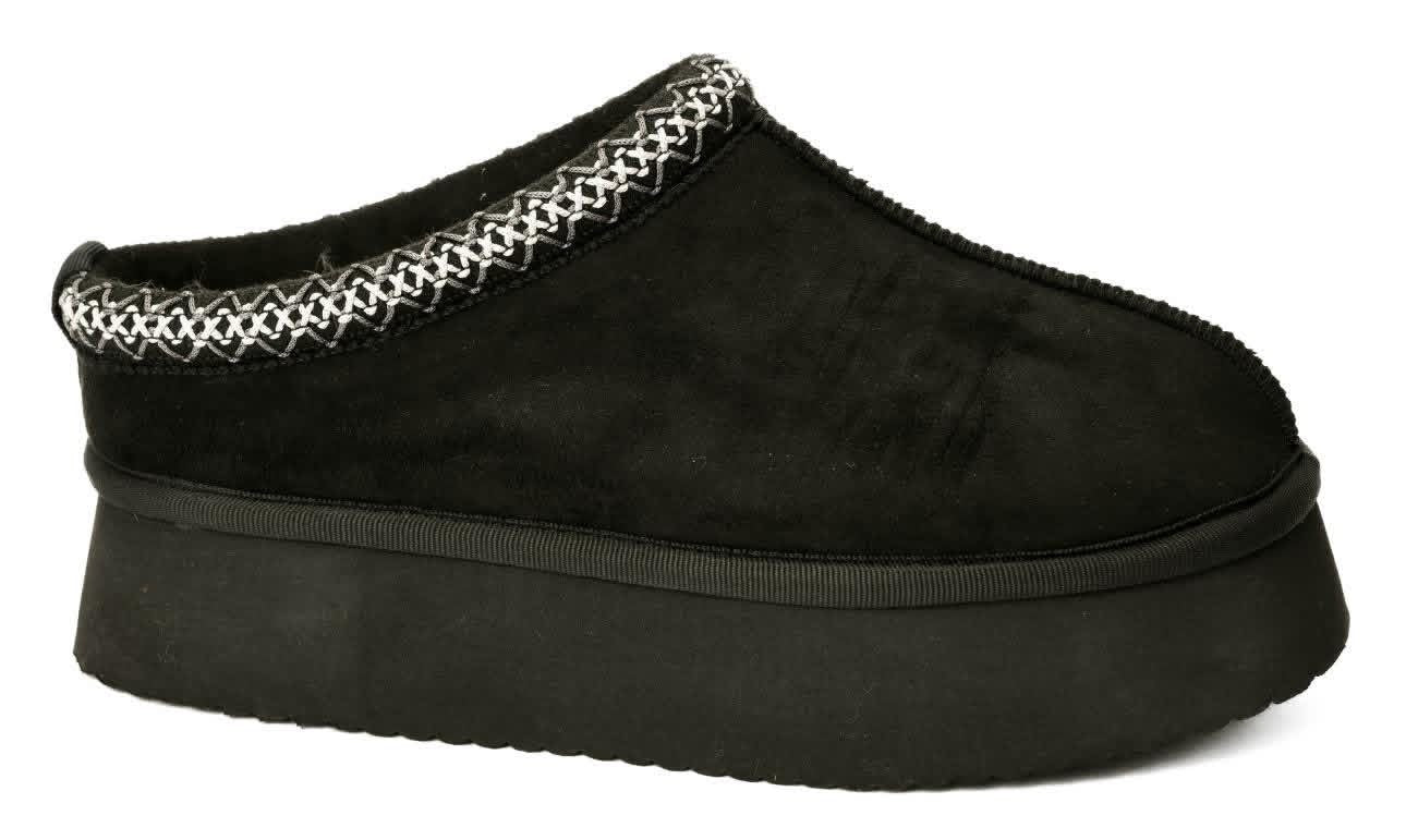 The Pillow Talk Platform Black Faux Suede Corkys Slip On Shoes