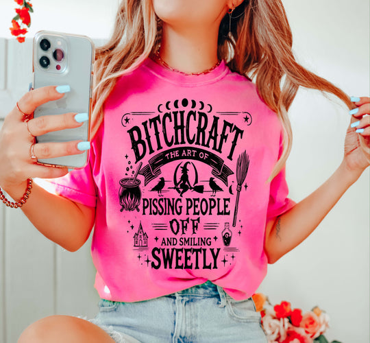 Bitchcraft Neon Pink Cotton T-Shirt