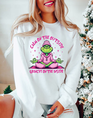 Calm On The Outside White Unisex Sweatshirt