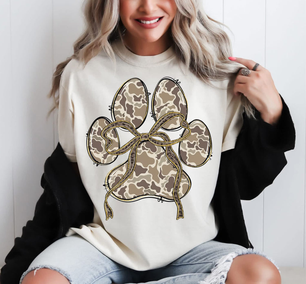 Camo Paw Tan Unisex Cotton T-Shirt