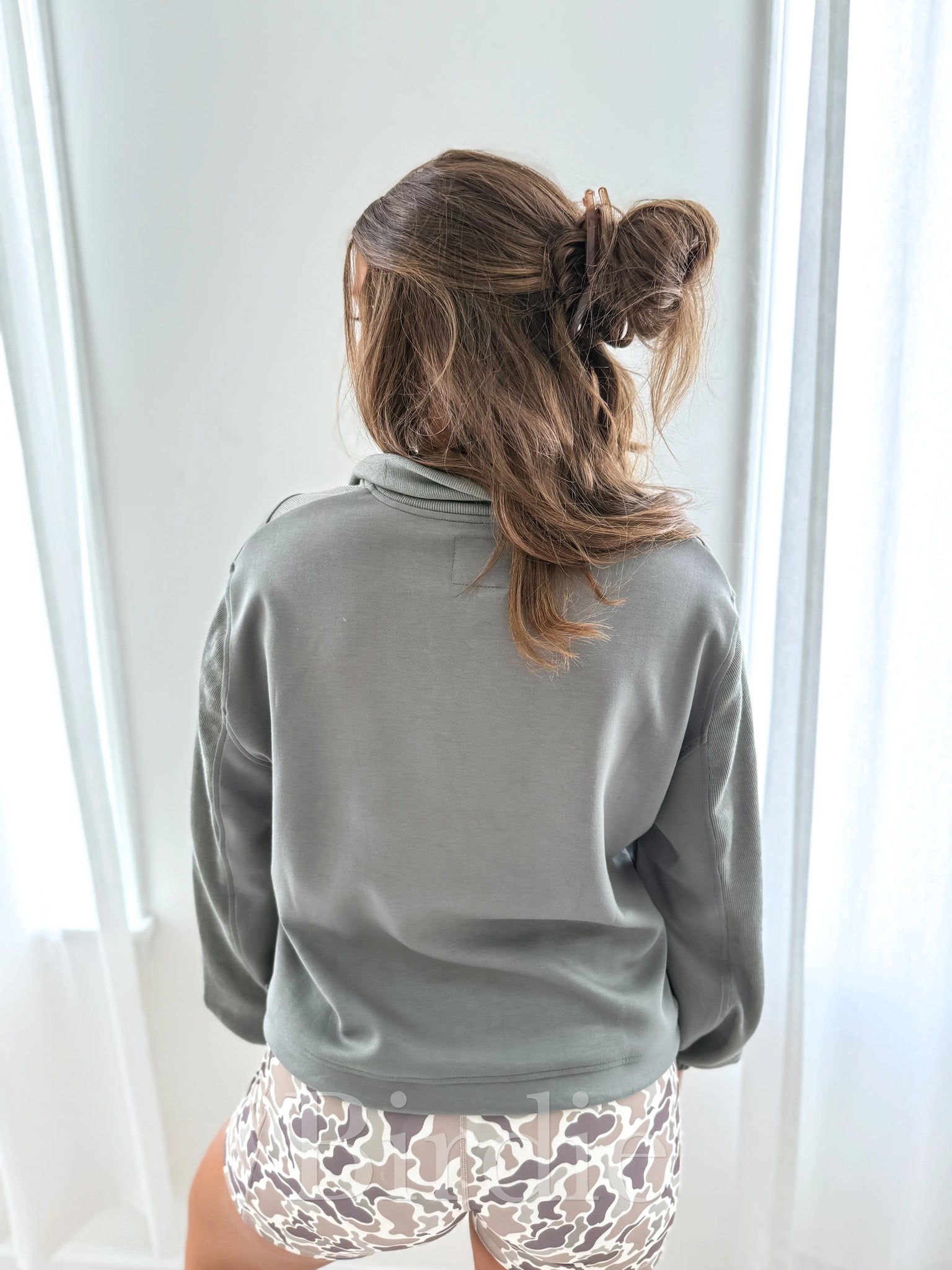 The Bristol Ash Green Scuba Quarter Zip Sweatshirt