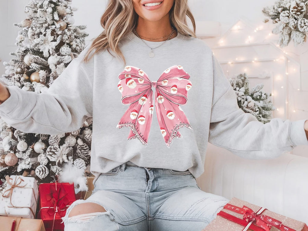 Santa Bow Gray Unisex Sweatshirt