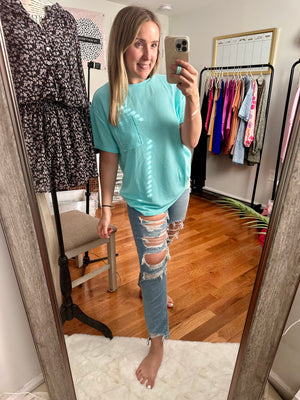 PREORDER Summer Sorbet Turquoise Corded Knit Top