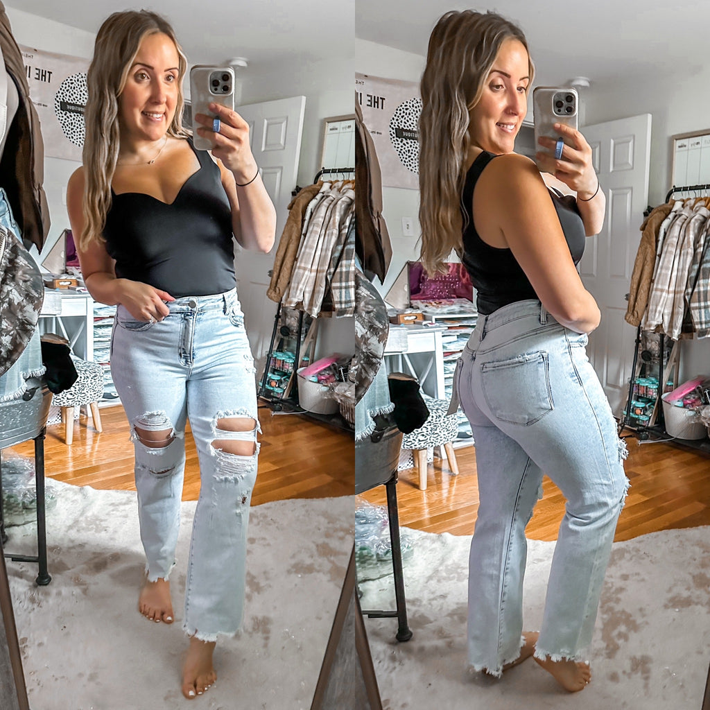Twisted Fate Risen High Rise Distressed Ankle Straight Denim Jeans