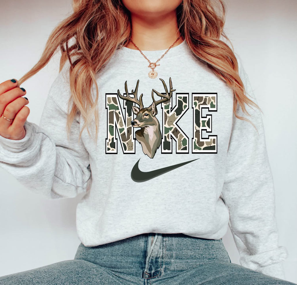 Swoosh Camo Buck Gray Unisex Sweatshirt