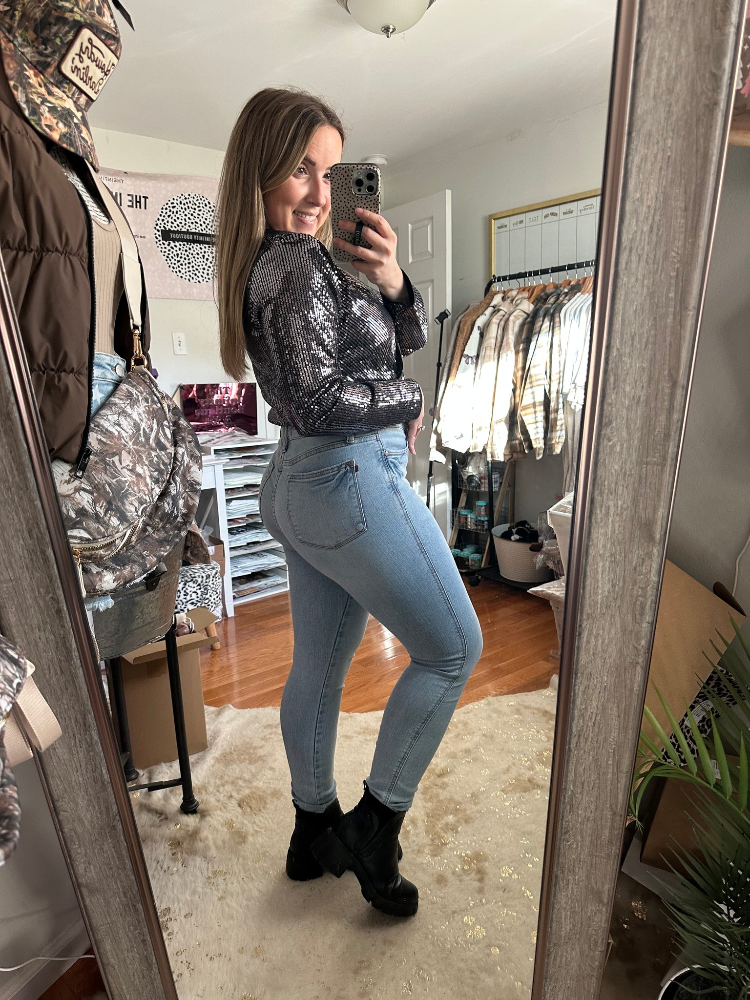 The Show Stopper Black Sequin Bodysuit