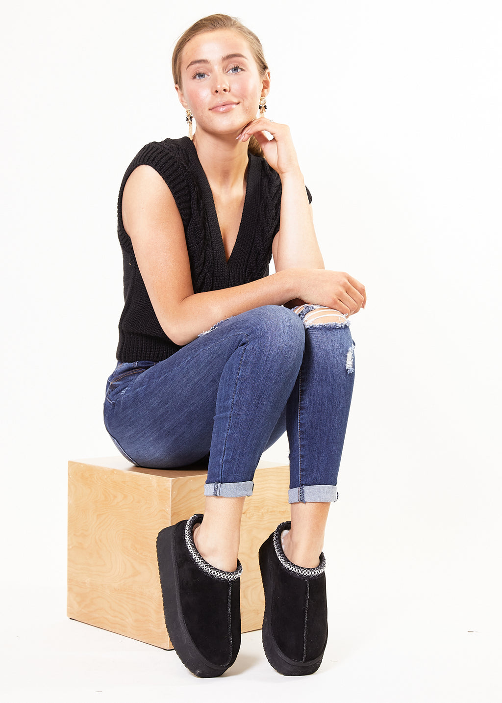 The Pillow Talk Platform Black Faux Suede Corkys Slip On Shoes