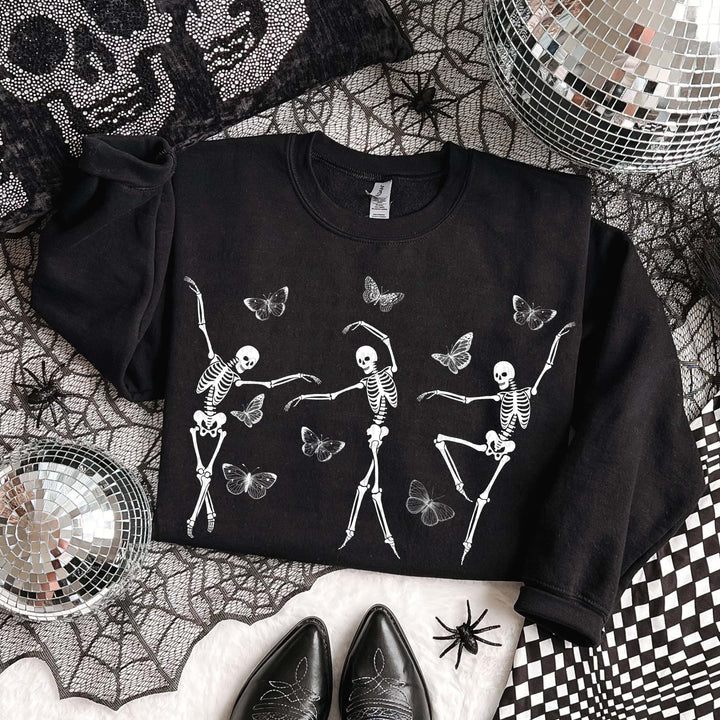 Dancing Skelly Butterflies Black Unisex Sweatshirt