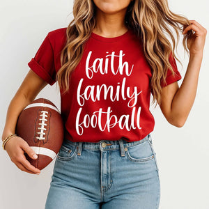 Faith Family Football Red Cotton T-Shirt