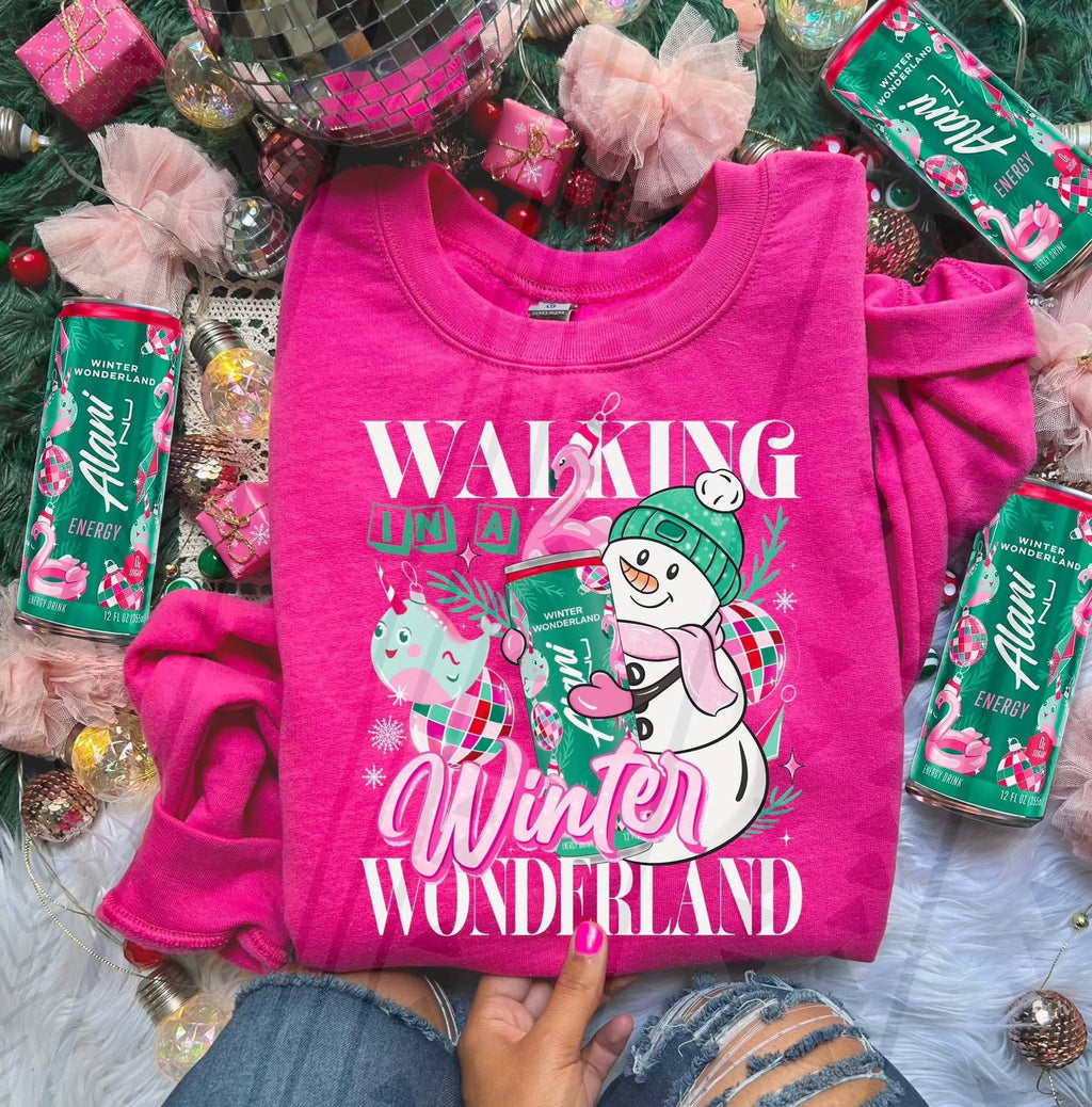 Walking In A Winter Wonderland Hot Pink Unisex Sweatshirt