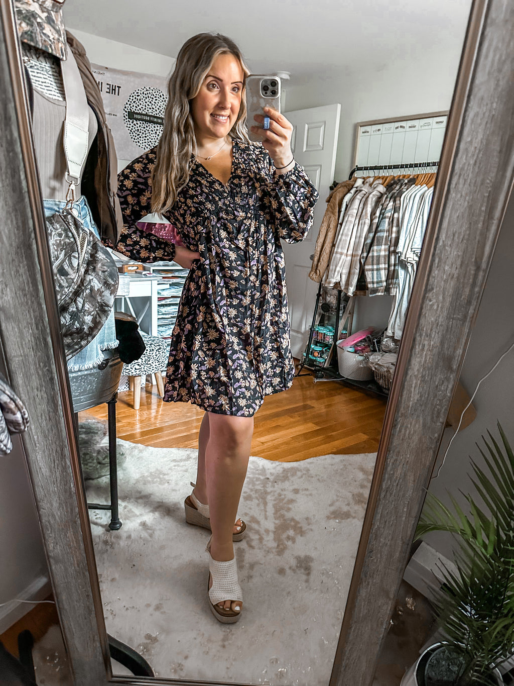 The Midnight Bloom Smocked Babydoll Floral Dress