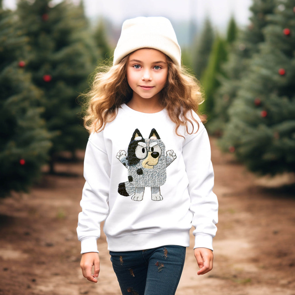 Muffin Faux Yarn TODDLER/YOUTH White Sweatshirt
