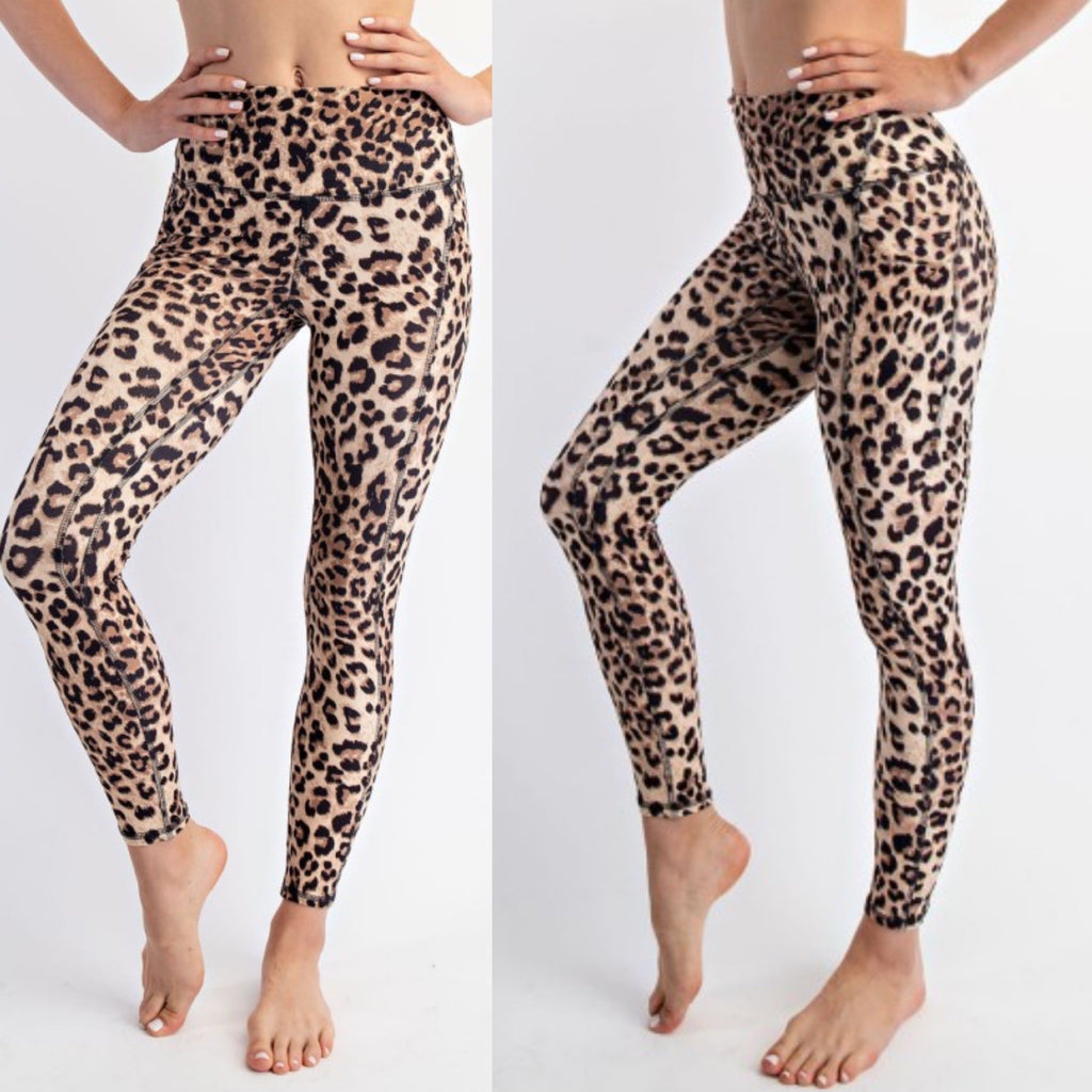 The Butter Basics Leopard High Waist Leggings W/ Pockets