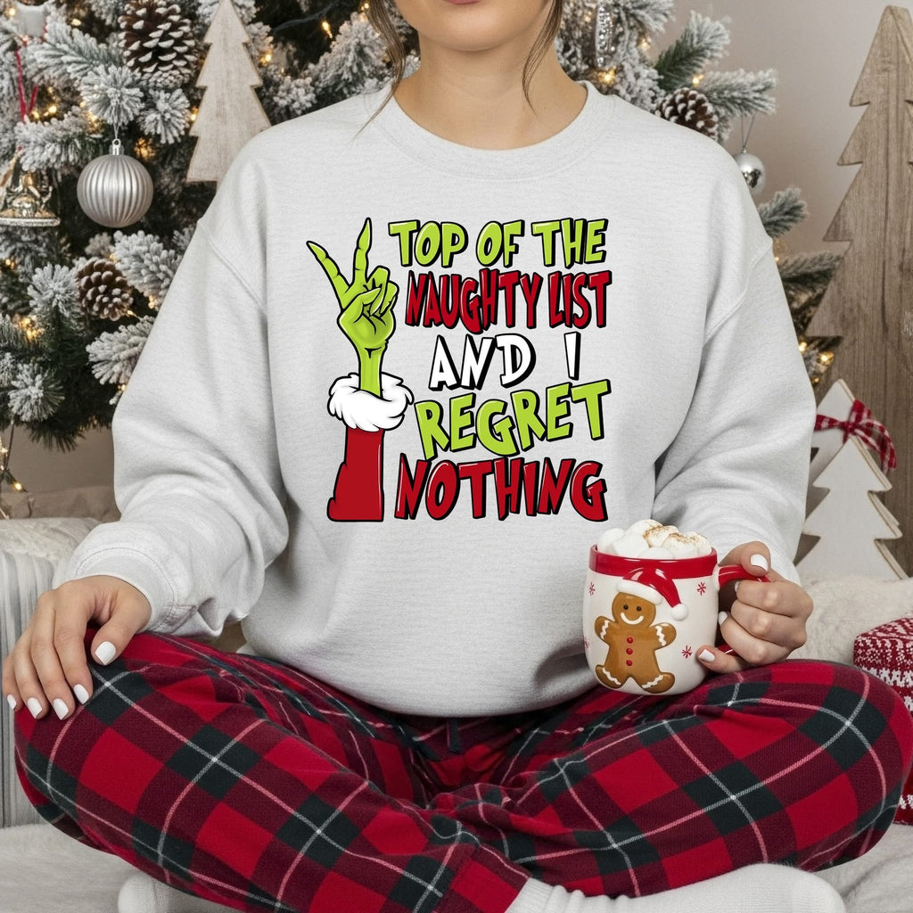 Top Of Naughty List White Unisex Sweatshirt