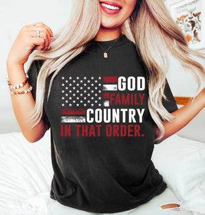God Family Country Black Unisex Cotton T-Shirt
