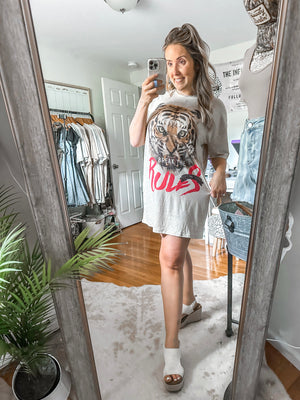 Break The Rules Tiger Brown T Shirt Dress S